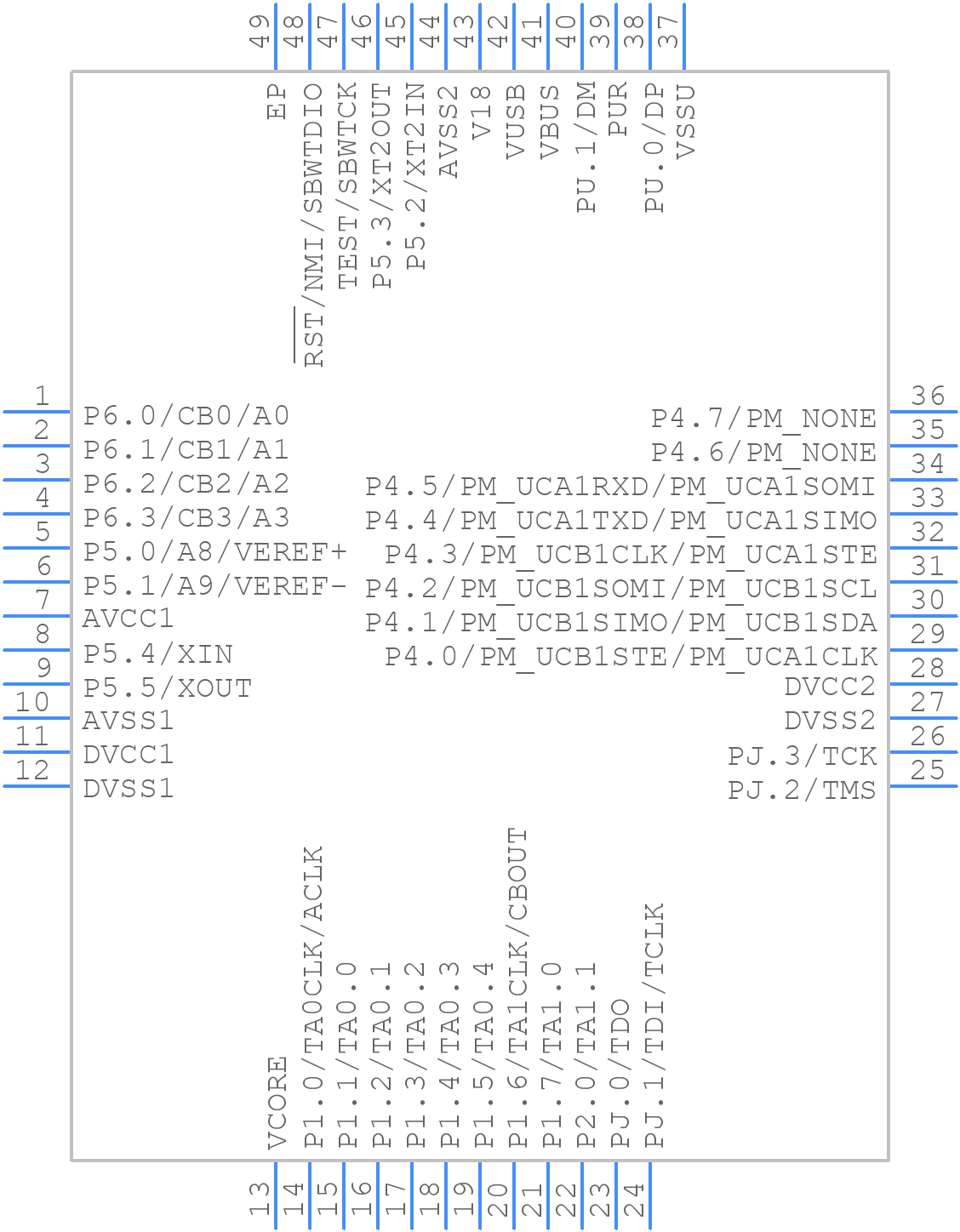 MSP430F5509IRGZT - Texas Instruments - PCB symbol