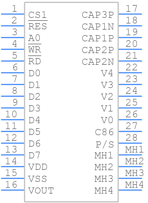 64128MFCBW3 - Displaytech - PCB symbol