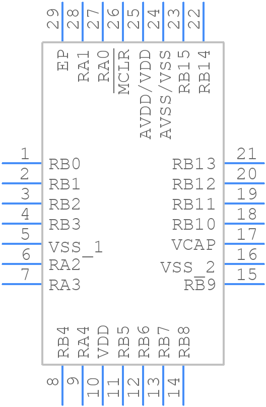 PIC24FJ256GA702-E/MV - Microchip - PCB symbol