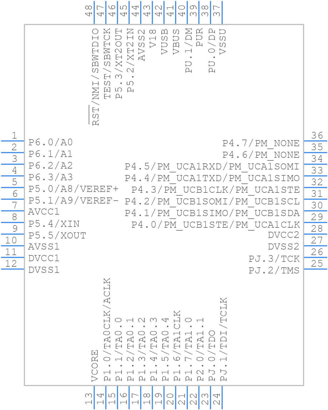 MSP430F5504IPTR - Texas Instruments - PCB symbol