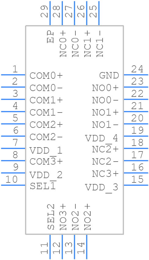 MAX4998ETI+T - Analog Devices - PCB symbol
