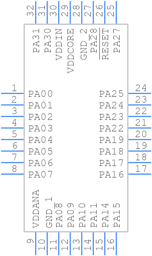 ATSAMD21E17D-AU - Microchip - PCB symbol