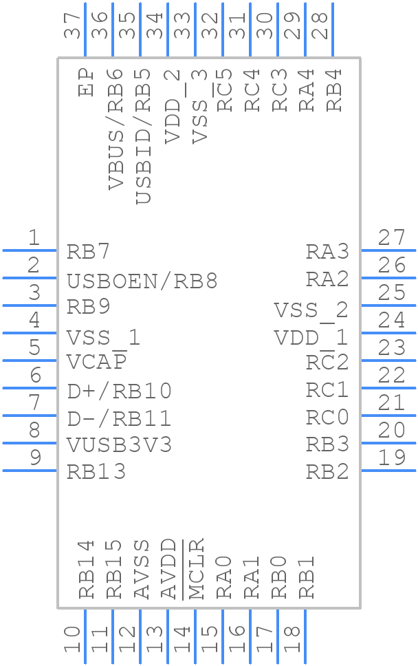PIC24FJ64GU203-I/M5 - Microchip - PCB symbol