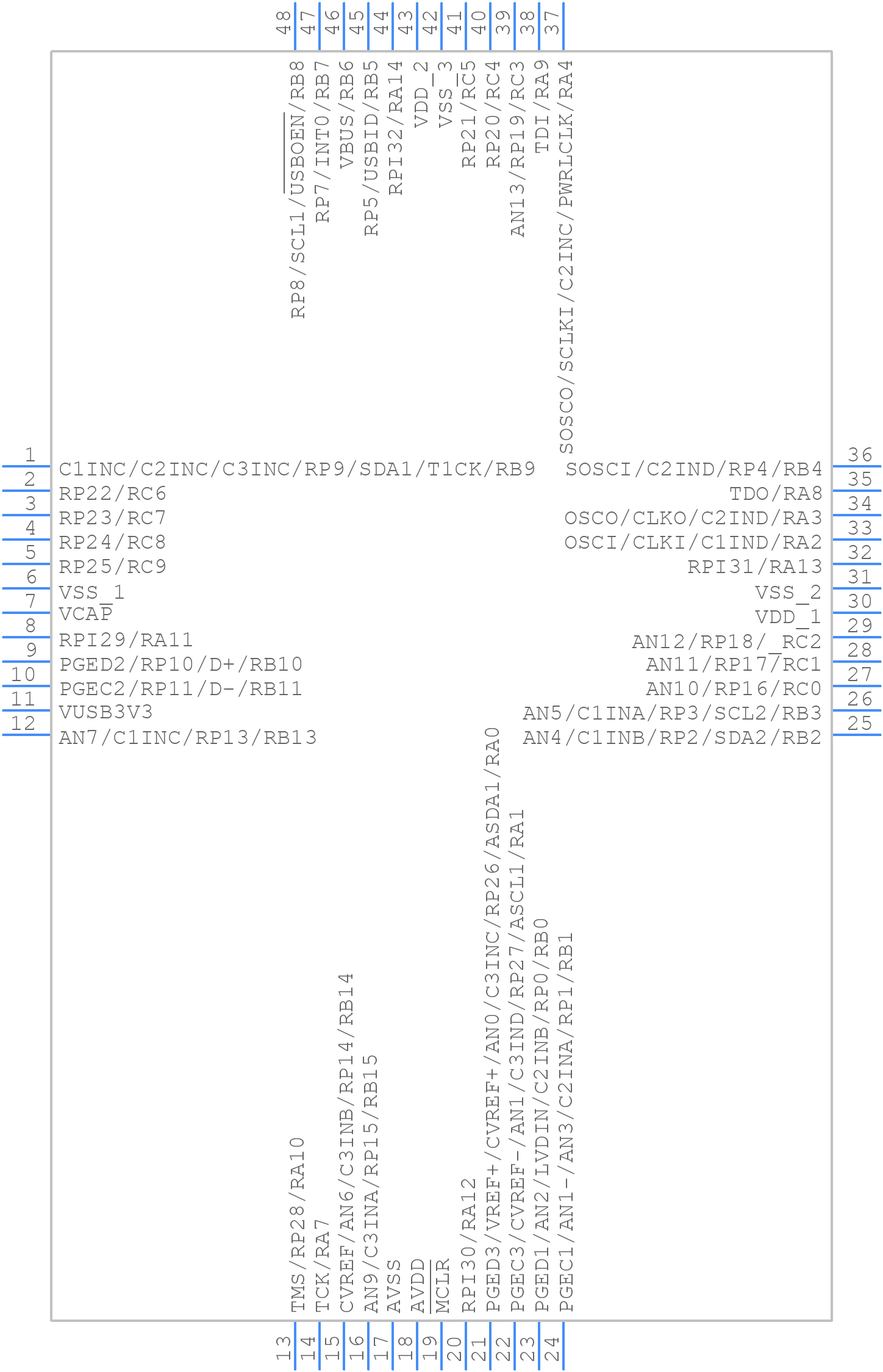 PIC24FJ64GU205-I/PT - Microchip - PCB symbol