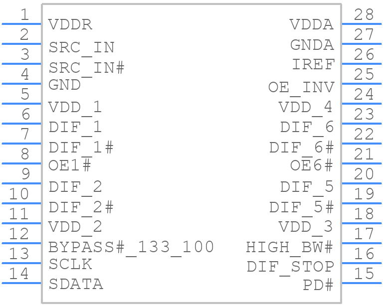 9DB423BGLFT - Renesas Electronics - PCB symbol