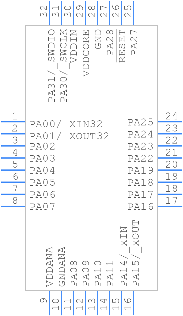 PIC32CM1216MC00032-E/PT - Microchip - PCB symbol