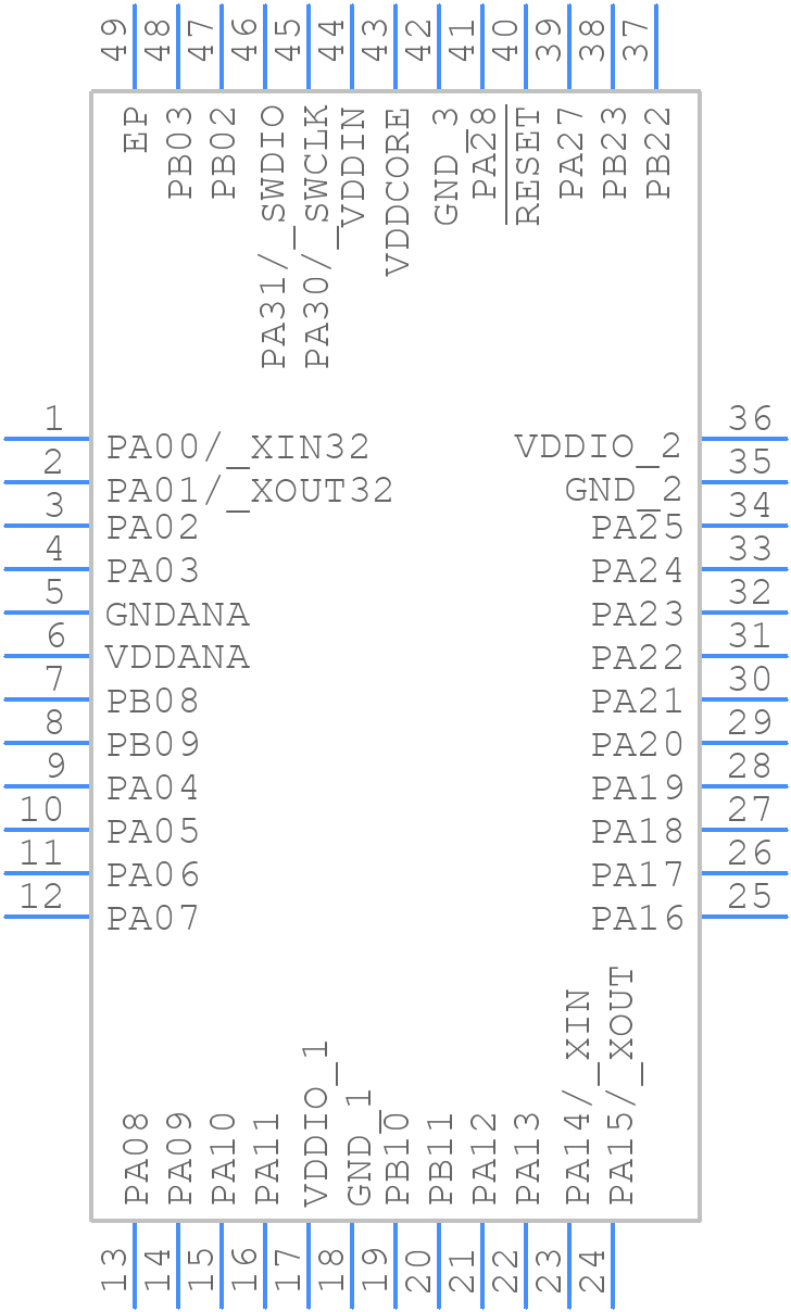 PIC32CM1216MC00048-E/U5B - Microchip - PCB symbol