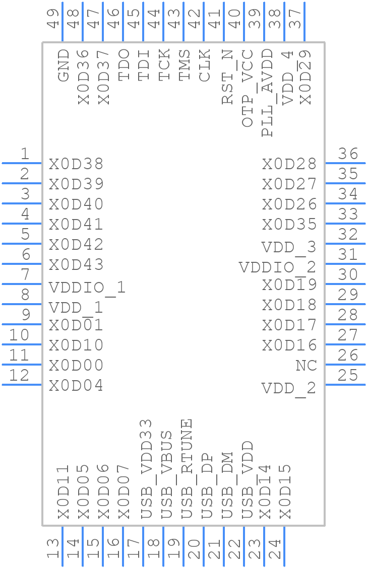 XUF208-256-QF48-C10 - XMOS - PCB symbol