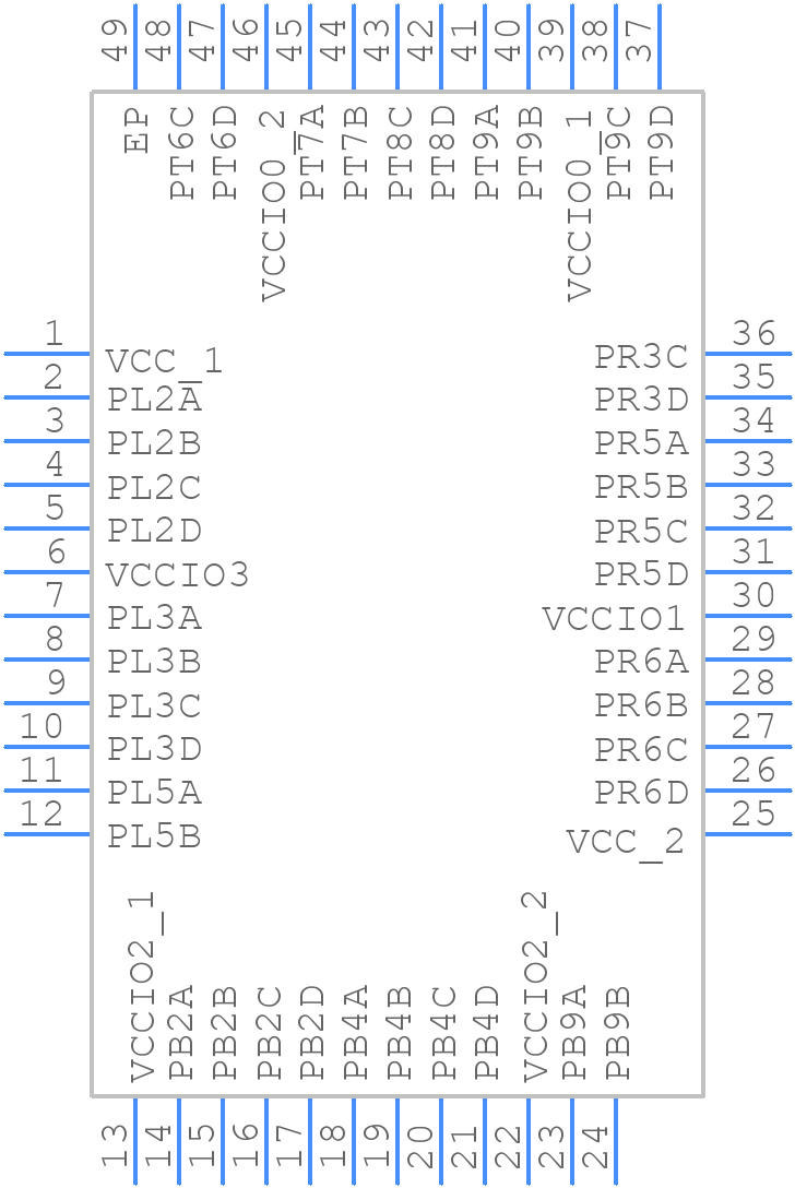 LCMXO2-256HC-4SG48C - Lattice Semiconductor - PCB symbol