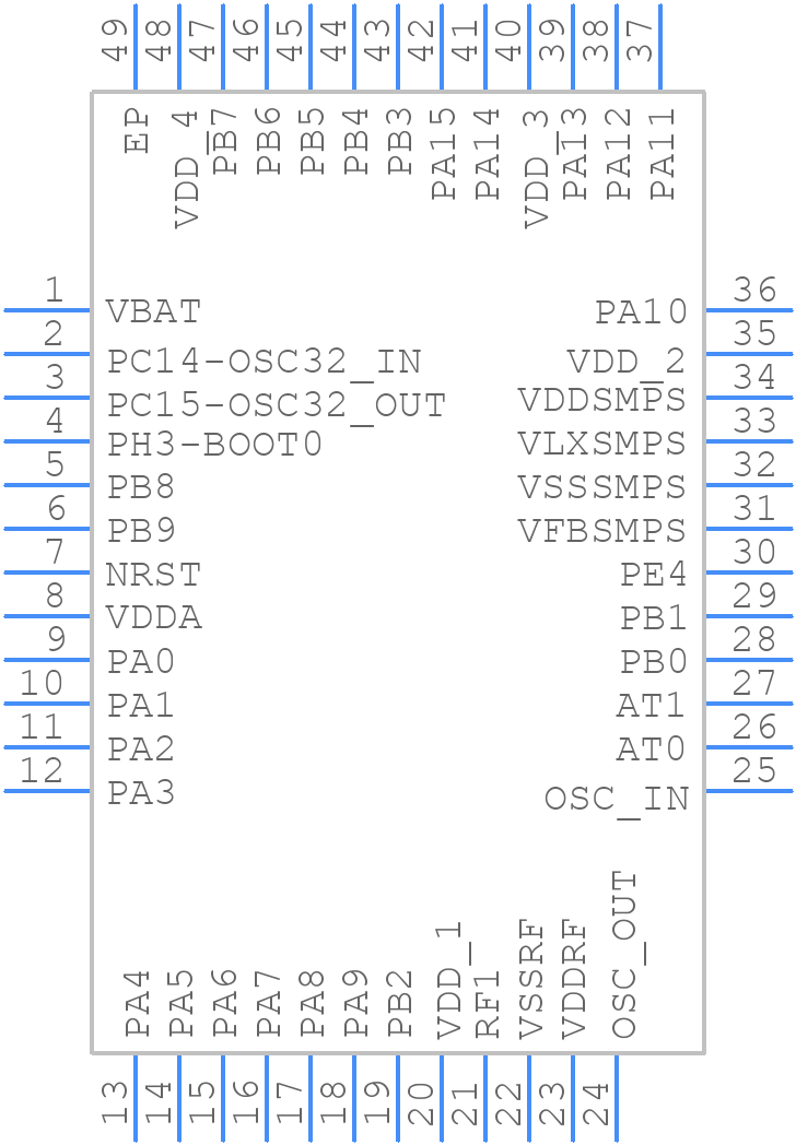 STM32WB15CCU6 - STMicroelectronics - PCB symbol