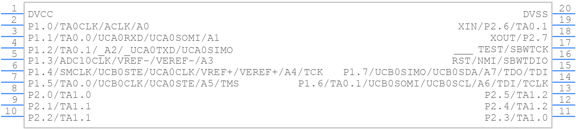 MSP430G2303IPW20R - Texas Instruments - PCB symbol