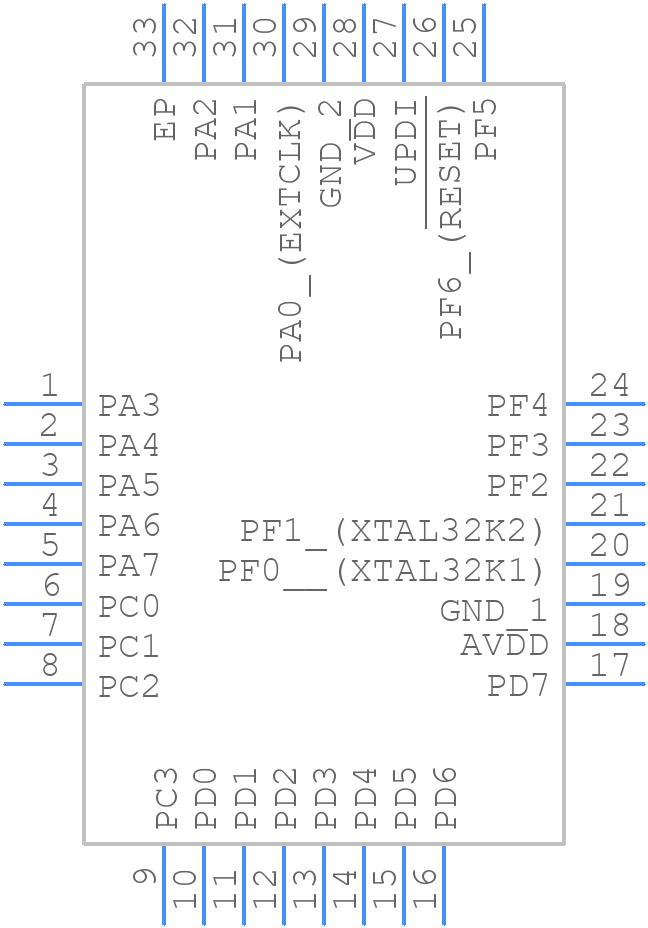 AVR64DA32T-I/RXB - Microchip - PCB symbol