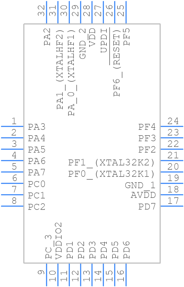 AVR64DB32-I/PT - Microchip - PCB symbol