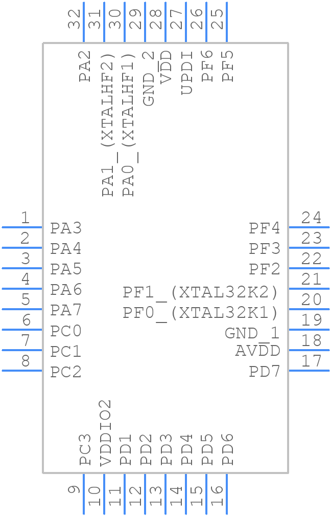 AVR64DB32-E/PT - Microchip - PCB symbol
