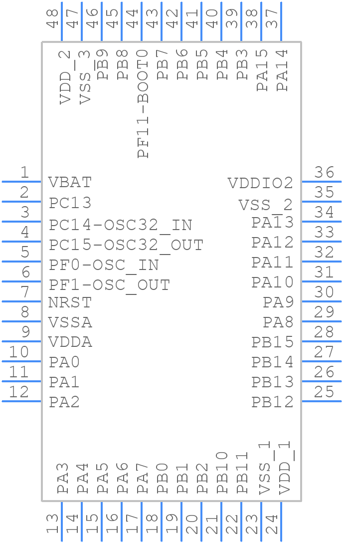 STM32F091CBT7 - STMicroelectronics - PCB symbol