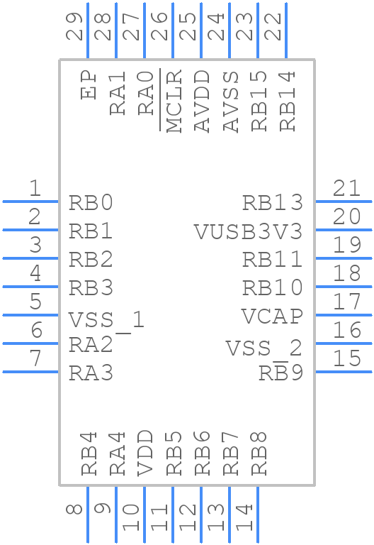 PIC24FJ32GU202T-I/MV - Microchip - PCB symbol