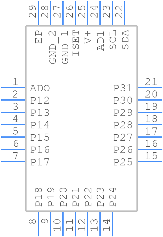 MAX7300ATI+ - Analog Devices - PCB symbol