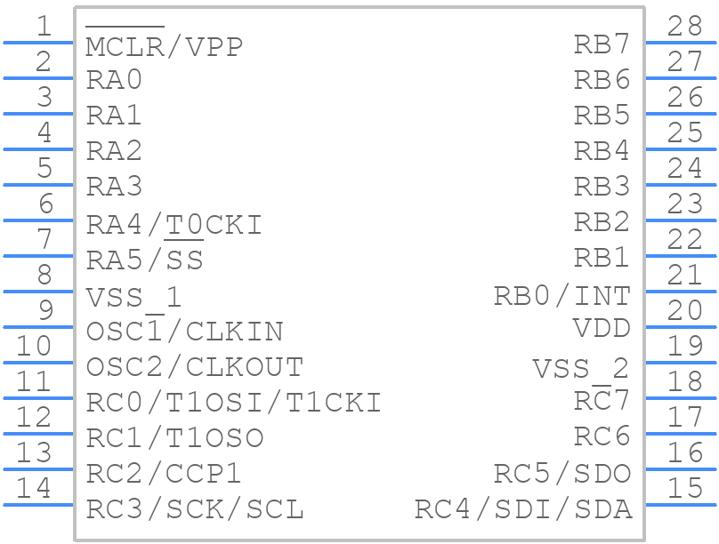 PIC16C62A-04/SP - Microchip - PCB symbol