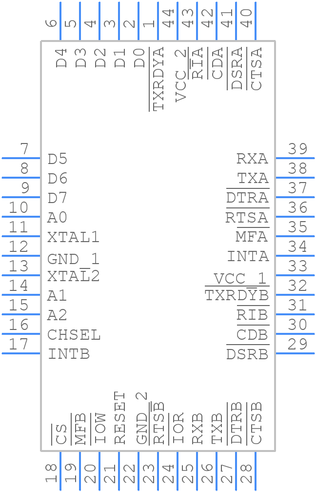 TL16C2552IFNR - Texas Instruments - PCB symbol