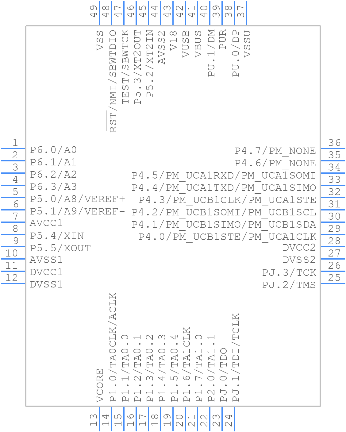 MSP430F5504IRGZR - Texas Instruments - PCB symbol