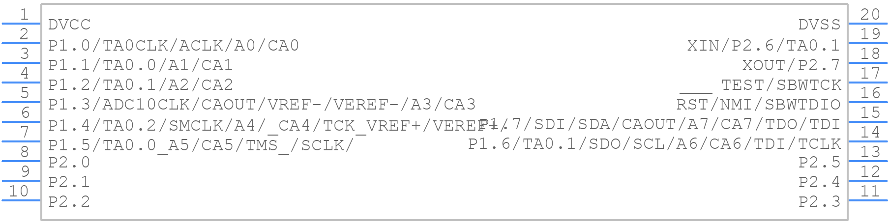 MSP430G2252IPW20R - Texas Instruments - PCB symbol