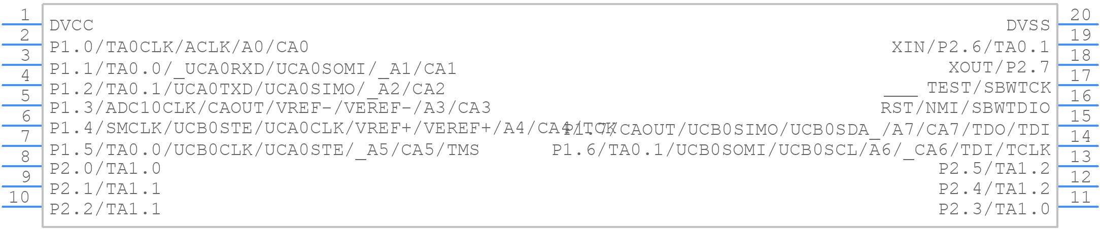 MSP430G2413IPW20R - Texas Instruments - PCB symbol