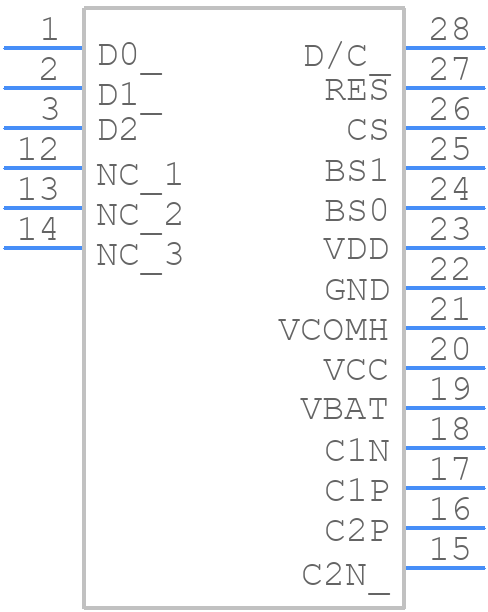 EA OLEDS102-6LGA - Display Visions - PCB symbol