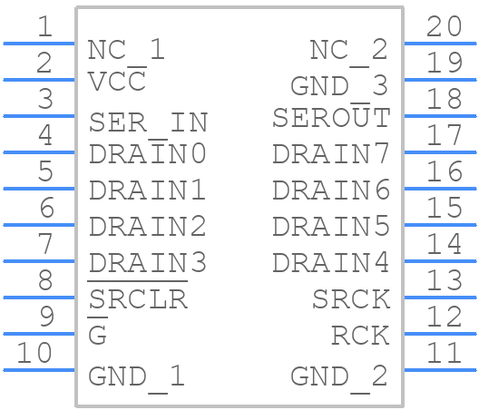 TPIC6B596N-P2 - Texas Instruments - PCB symbol