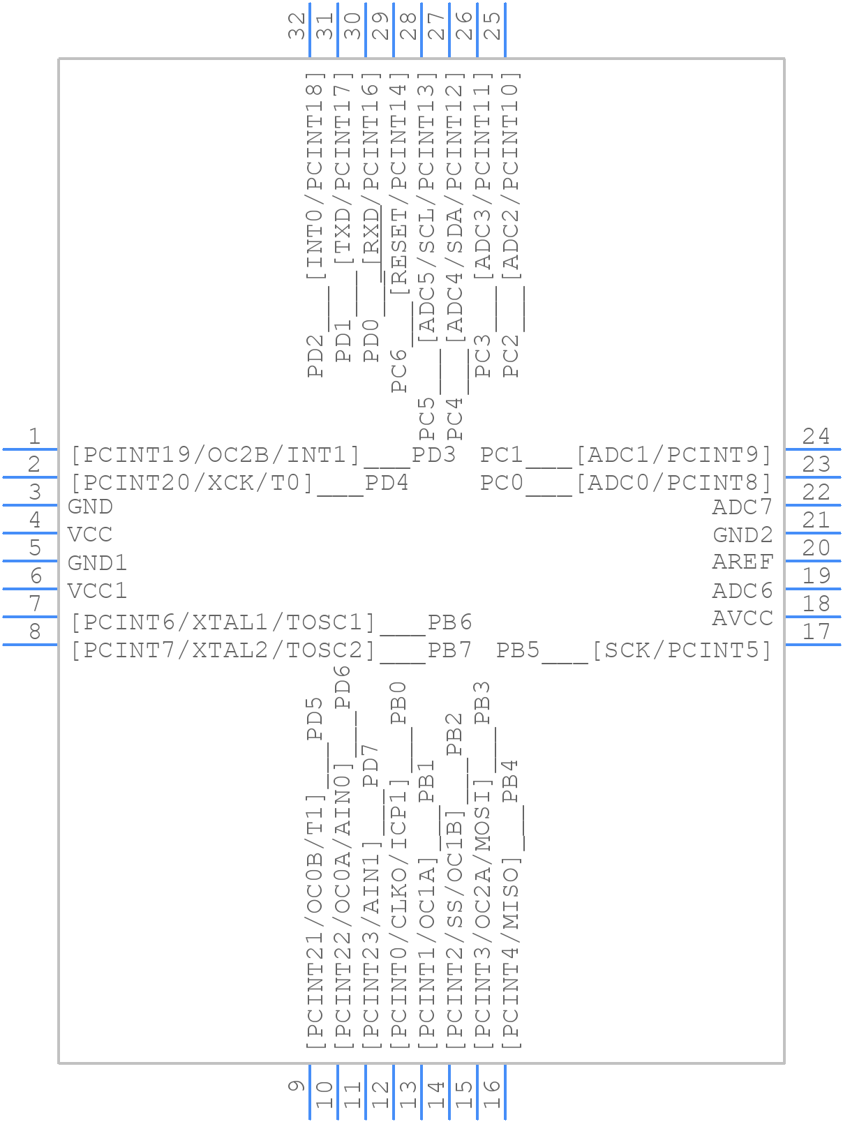 ATMEGA88A-AU - Microchip - PCB symbol