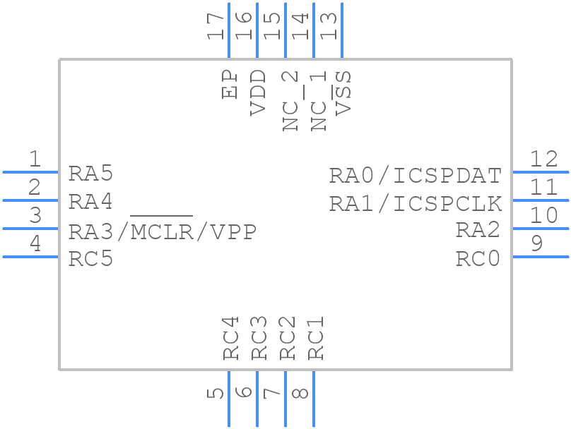 PIC16LF1705-I/ML - Microchip - PCB symbol
