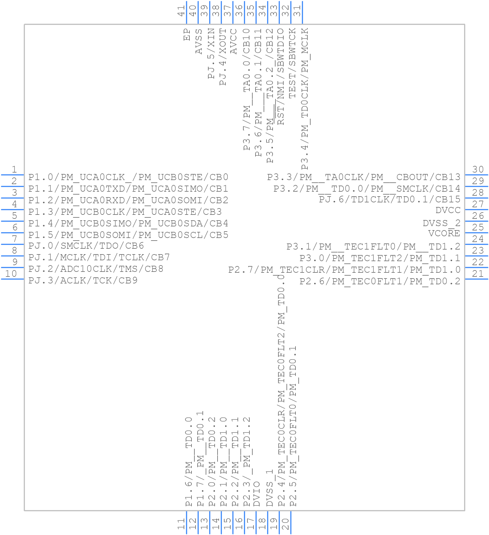 MSP430F5151IRSBT - Texas Instruments - PCB symbol