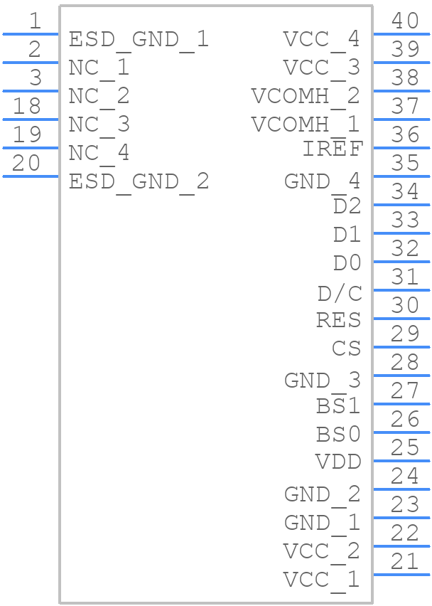 EA OLEDL128-6LGA - Display Visions - PCB symbol