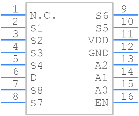 TMUX1208QRSVRQ1 - Texas Instruments - PCB symbol