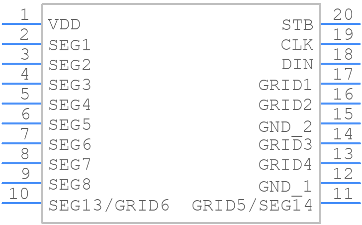 TM1620 - SOC(Shenzhen SinOne Microelectronics) - PCB symbol