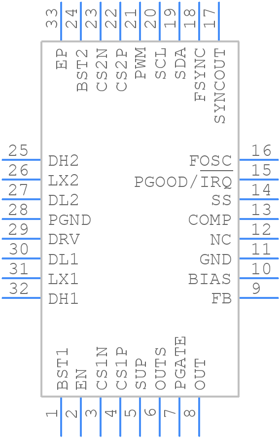 MAX25203QATJA/VY+ - Analog Devices - PCB symbol