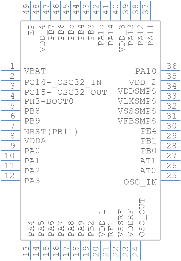 STM32WB15CCU7E - STMicroelectronics - PCB symbol