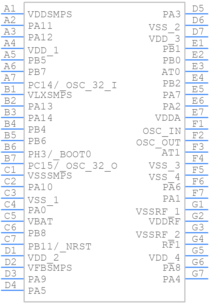 STM32WB15CCY6TR - STMicroelectronics - PCB symbol