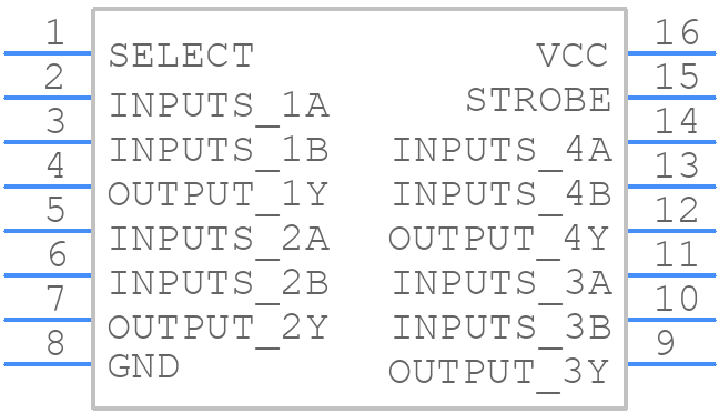 MM74HC157N/B+ - Rochester Electronics - PCB symbol