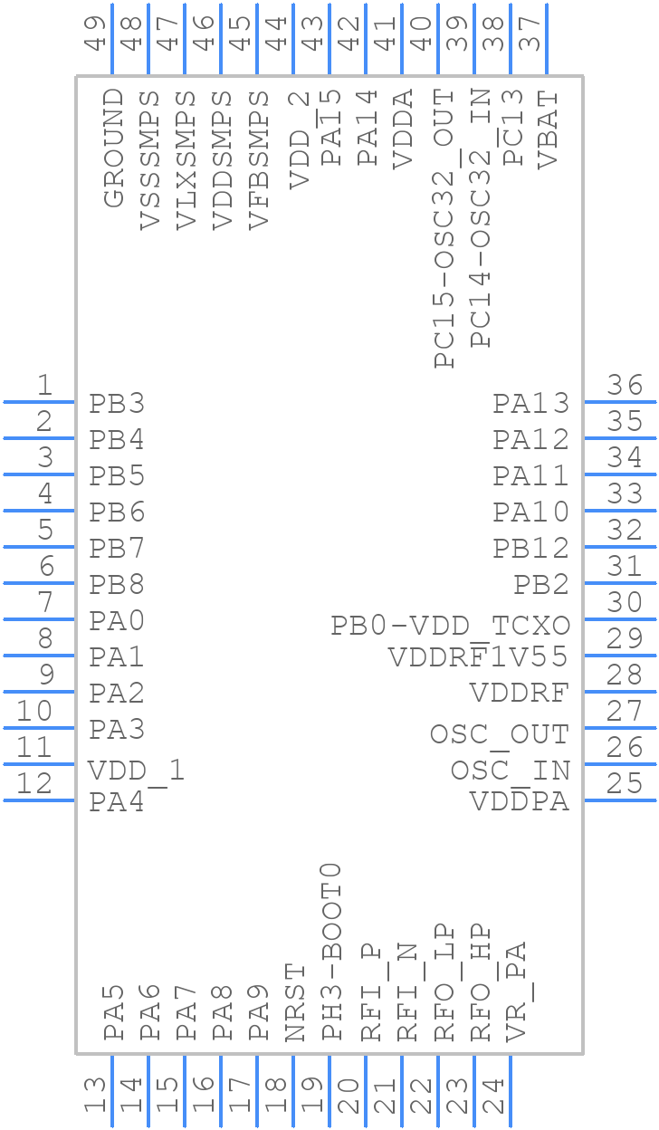 STM32WLE5CBU6TR - STMicroelectronics - PCB symbol