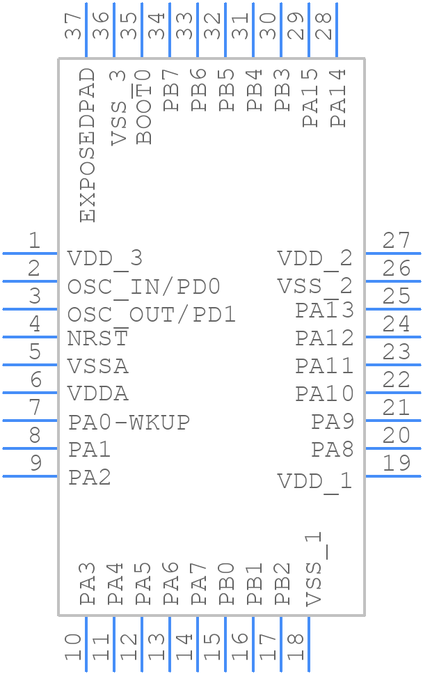 STM32F101T8U6 - STMicroelectronics - PCB symbol