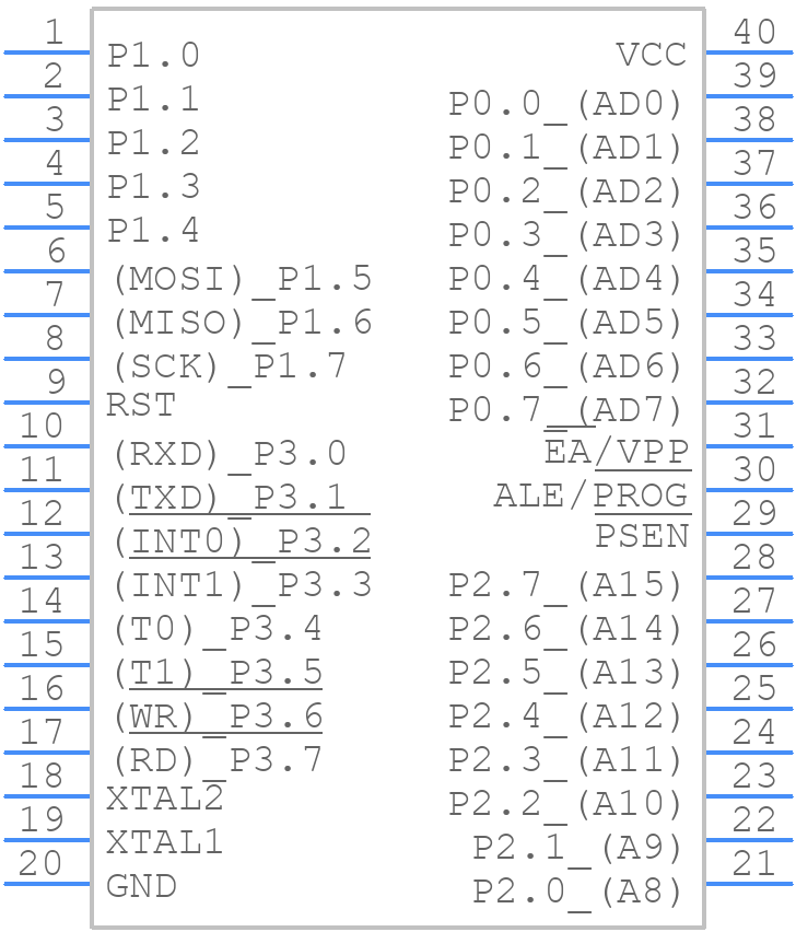 AT89S51-33PU - Microchip - PCB symbol