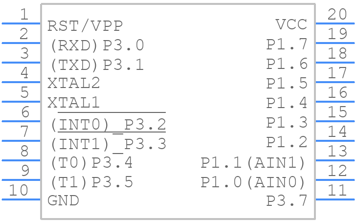 AT89C2051-12PC - Microchip - PCB symbol