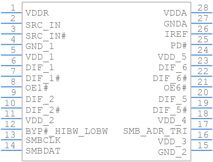 9DB433AGLFT - Renesas Electronics - PCB symbol