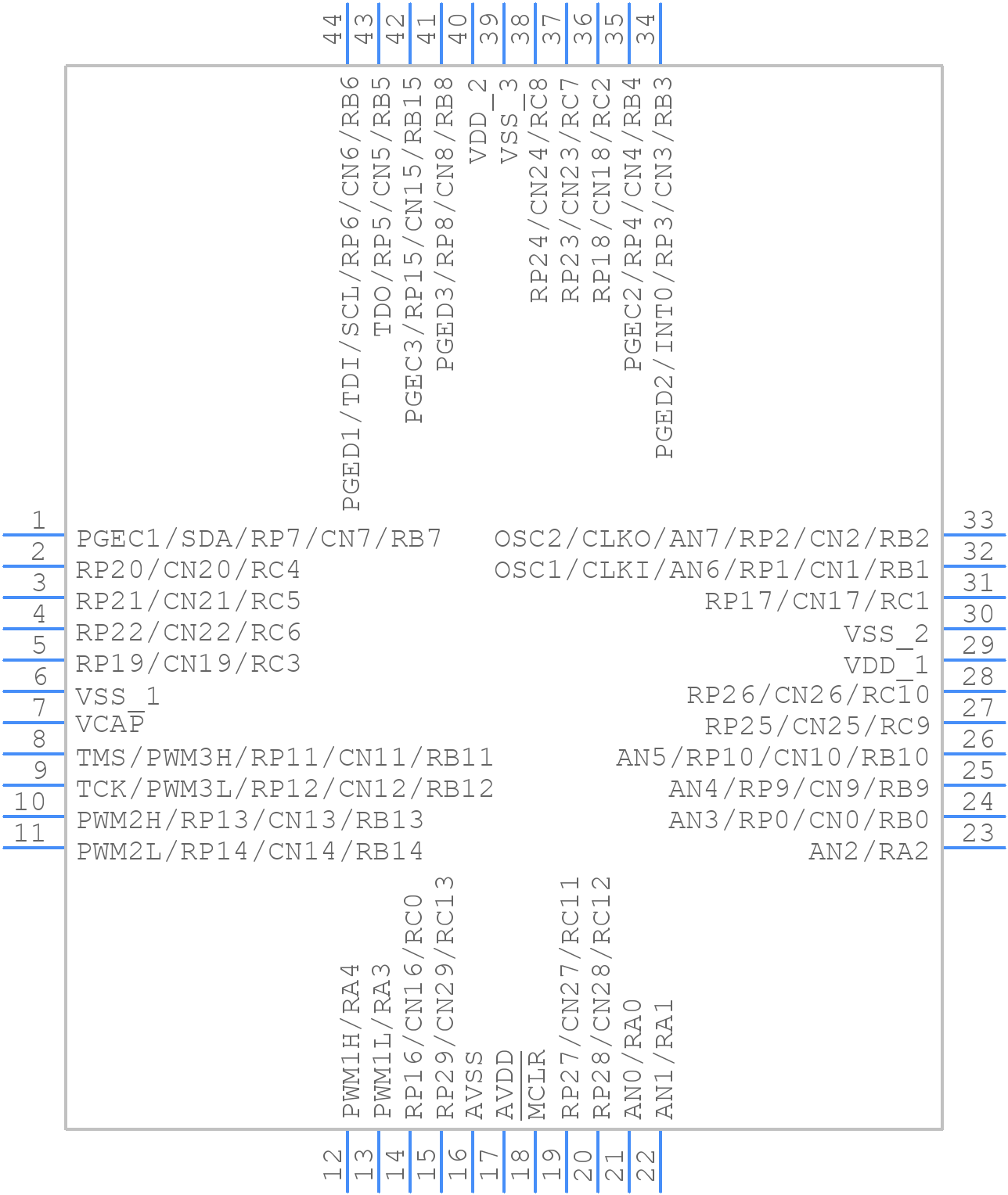 dsPIC33FJ16GS404-I/PT - Microchip - PCB symbol