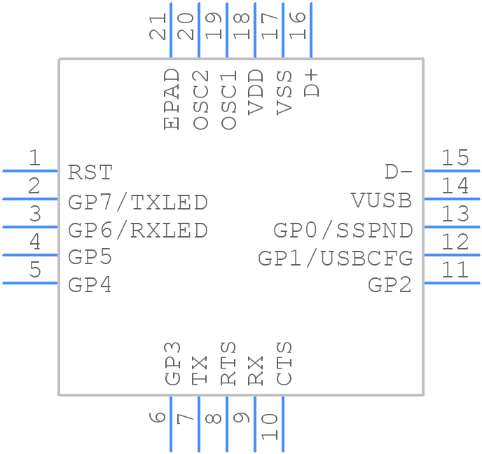 MCP2200-I/MQ - Microchip - PCB symbol