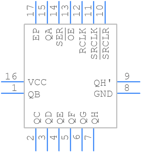SN74LV595ARGYRG4 - Texas Instruments - PCB symbol