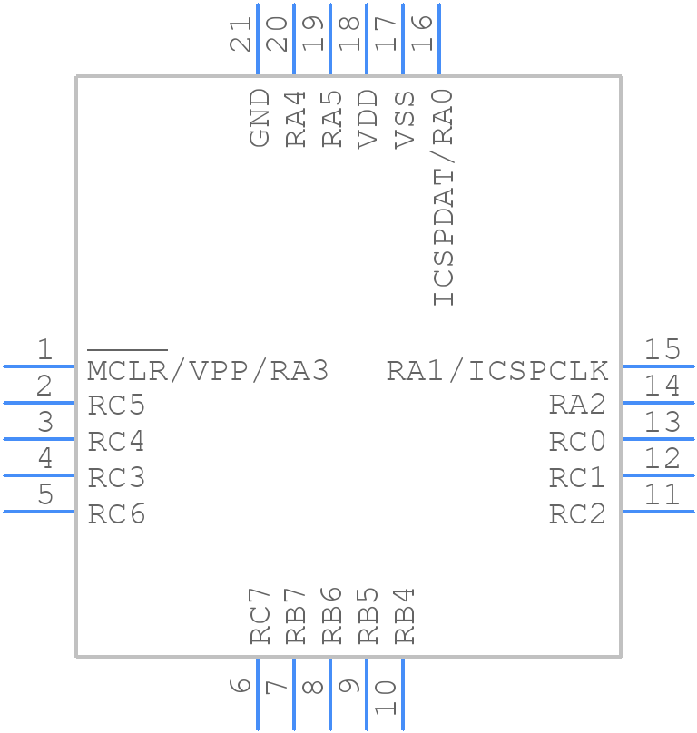 PIC16F1828-I/ML - Microchip - PCB symbol