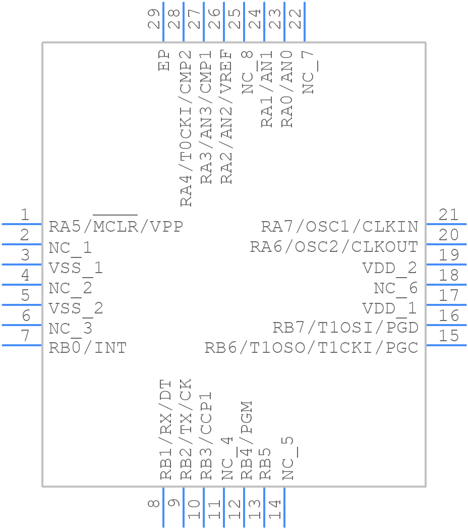 PIC16F627A-I/ML - Microchip - PCB symbol