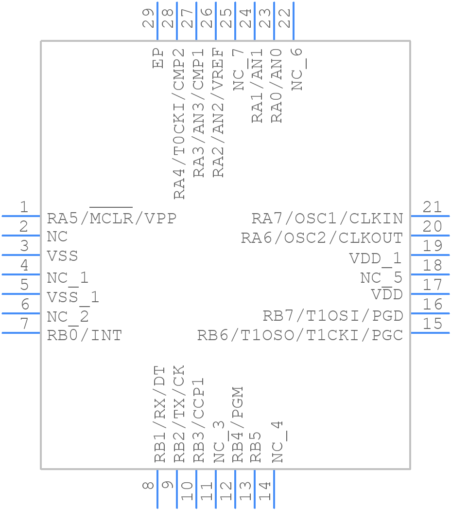 PIC16F628A-I/ML - Microchip - PCB symbol