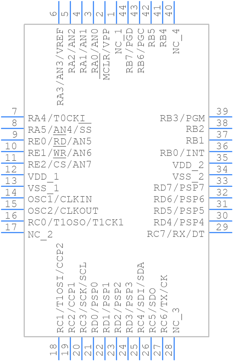PIC16F74-I/L - Microchip - PCB symbol